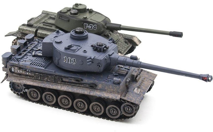 Радиоуправляемый танковый бой Русский Т34 и Немецкий Tiger Zegan масштаб 1:28 27Mhz 40Mhz - 99824